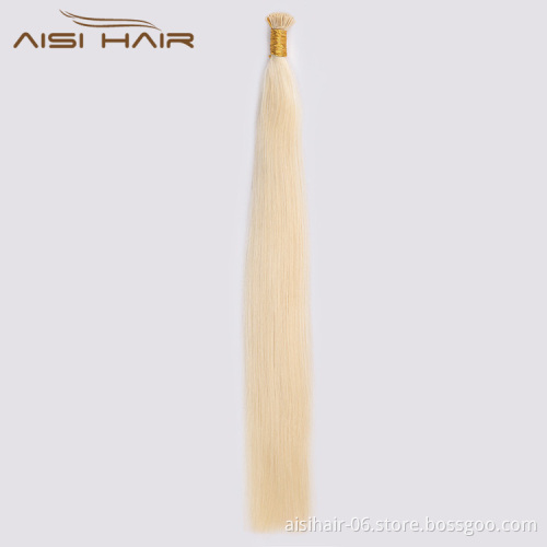 Aisi Hair 10A Unprocessed Blonde Human Hair Double Drawn Can Be Dyed Or Bleach I Tip Human Hair Extension 100g For Women